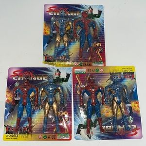 Spider-Man toy figures super change. Each package comes with 2 dolls. Brand New